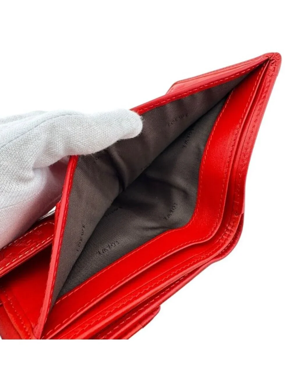Loewe Logo Icon Anagram Leather Compact Wallet Bifold